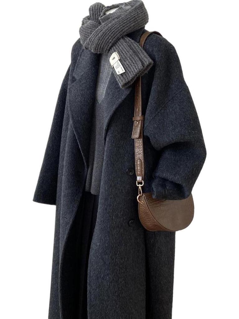 Petite-Friendly Hepburn Style Wool Coat - Mid-Length Women's Overcoat for Autumn/Winter 2025, New Korean Style