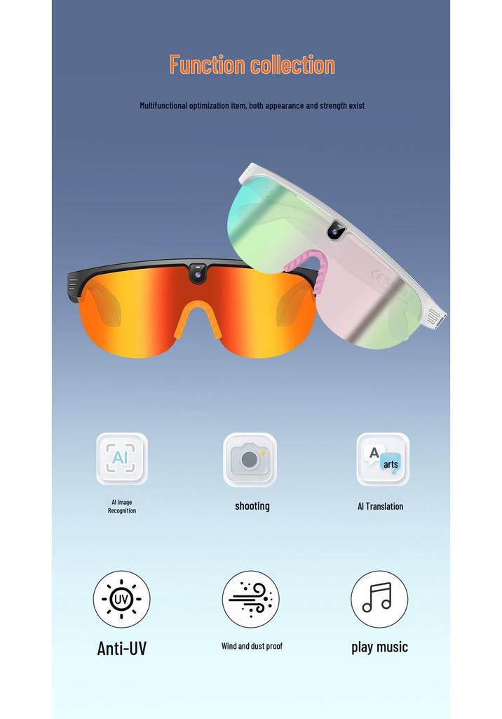 G5 Smarte Bluetooth-Radsportbrille mit KI-Sprachassistent, Foto- & Videoaufnahme, Blaulichtfilter.