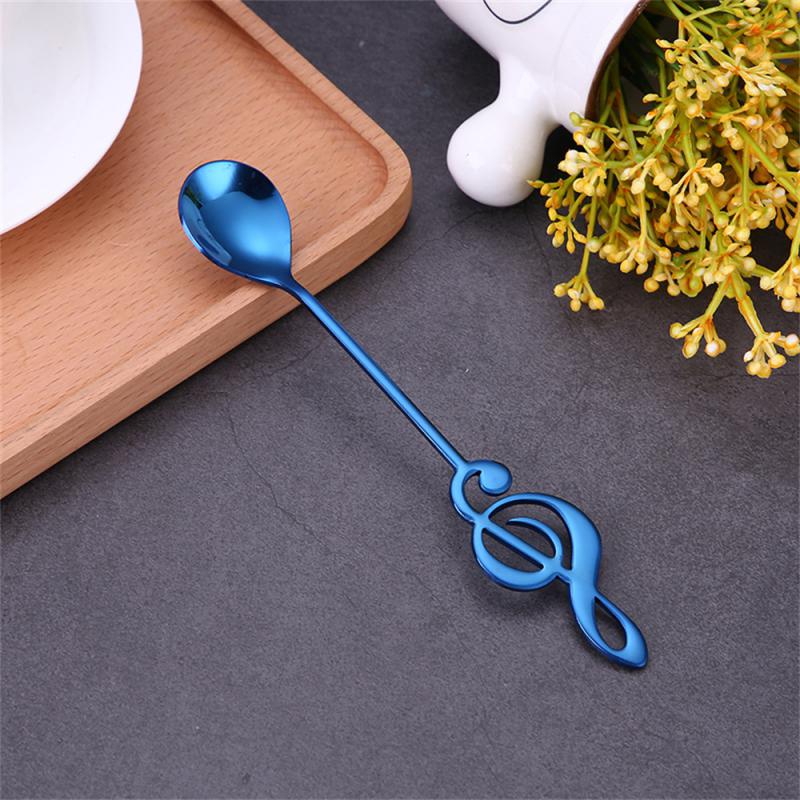 Musical Notes Spoon Stainless Steel Coffee Mixing Spoon Mug Teaspoons Kitchen Music Bar Tableware Creative Colorful Gift Spoon