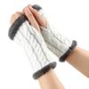 Solid Color Knitting Fingerless Plush Gloves Arm Warmers Thicked Gloves Autumn Winter Mittens For Adult