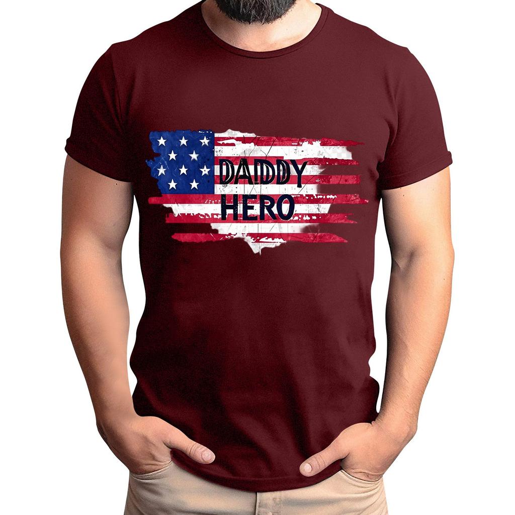 Tricou pentru bărbați cu imprimeu steag, Top lejer casual cu mânecă scurtă pentru bărbați