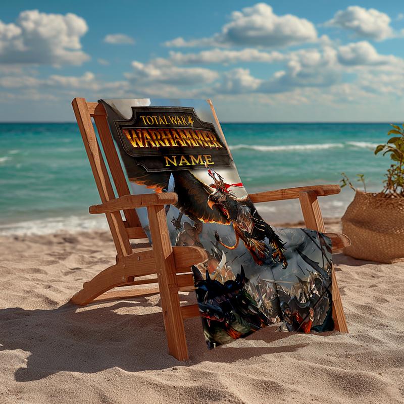 Custom Name Ultra-Soft Beach Towel with Total War Theme,Ideal for Pool - Camping, Diving - Perfect Travel Essential, Vibrant Beach Towel.