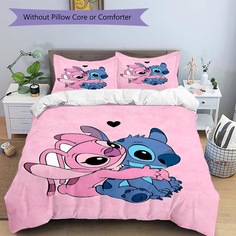 Stitch Angel Print 3Pcs Bedding Setduvet Cover With 2 Bedropillowcase Home Birthday Gift