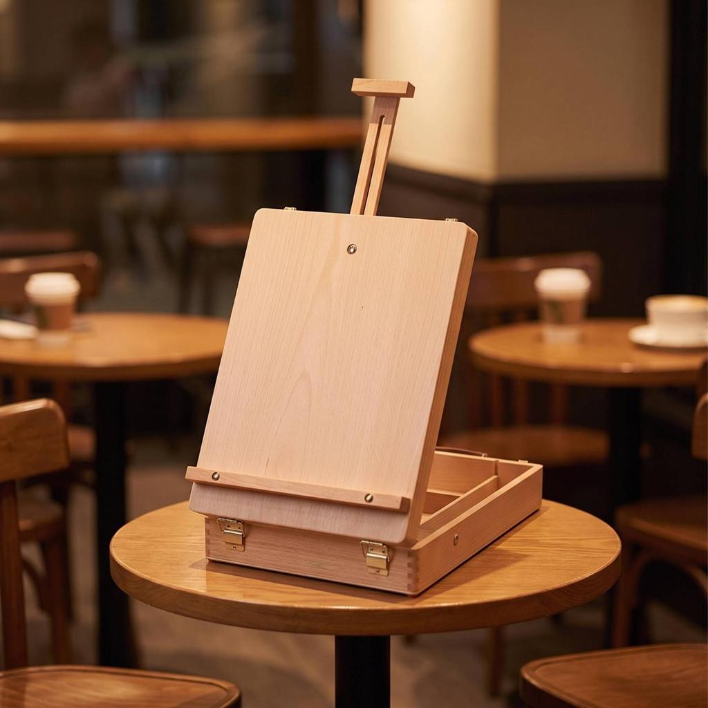 Tabletop Easel with Art Storage Box Wooden Sketchbox Sturdy for Studio