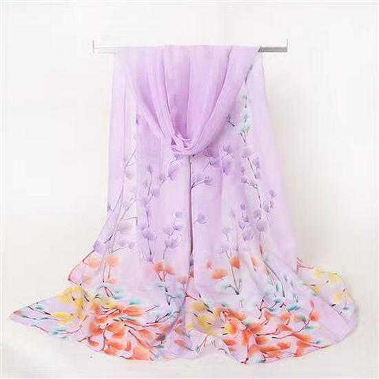 Spring & Summer Silk Chiffon Scarf for Women – Versatile, Fashionable, Sun-Protective, Printed Headscarf