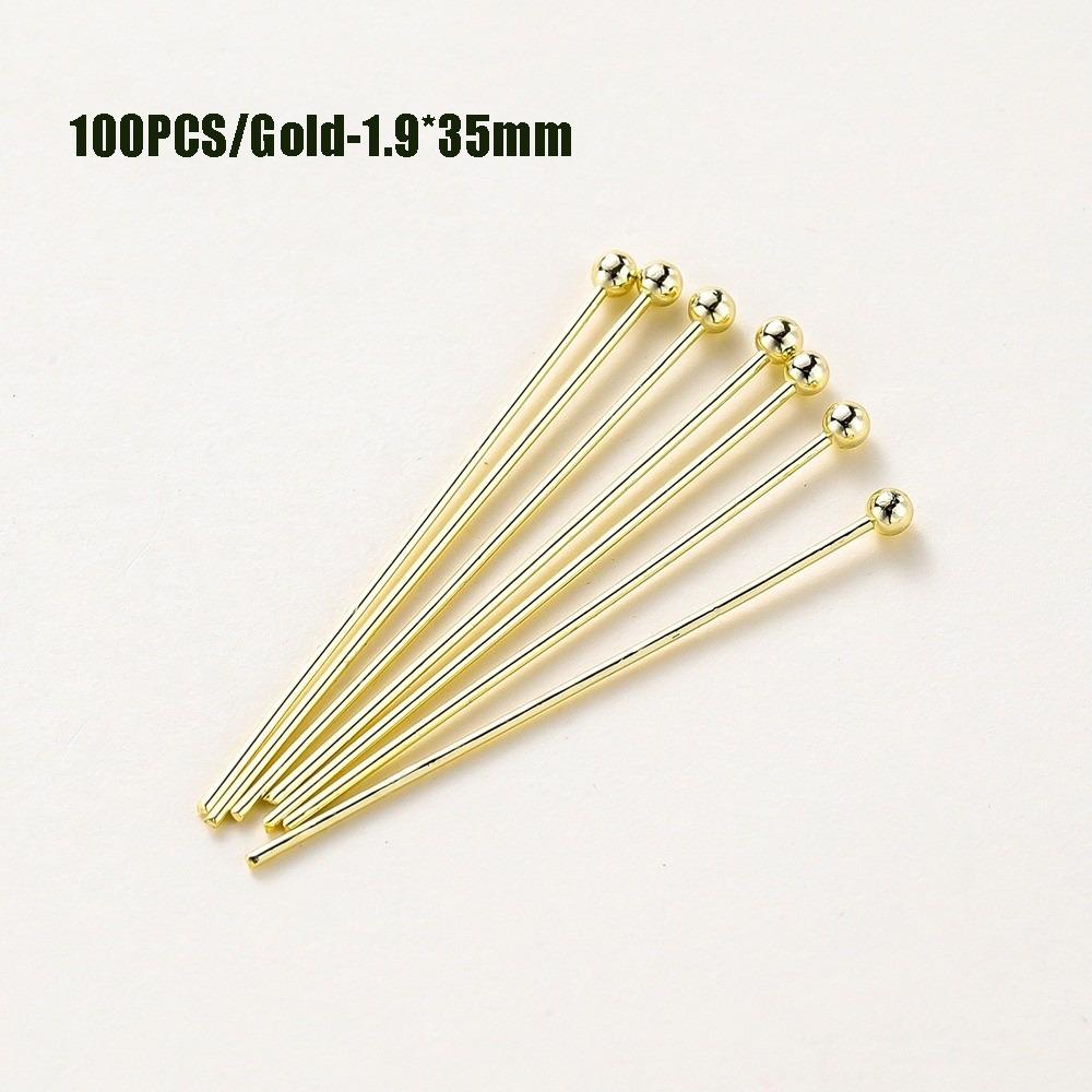 100PCS 0.6mm Thin Wire Jewelry Making Pins Gold Plated Jewelry Ball Pins Head Needle Accessories