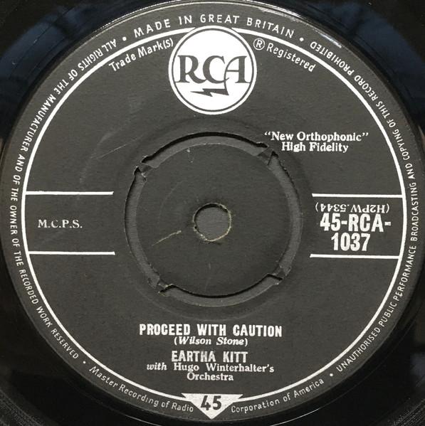 

7inch Record EARTHA KITT, HUGO WINTERHALTER S OR - Proceed With Caution 45RCA1037 RCA UK Jazz Used