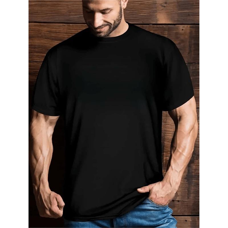 European sizes Men's Skull & Flames Graphic T-Shirt with Edgy Slogan Print - Black & Blue Casual Short Sleeve Tee, Slightly Elastic Knit Fabric