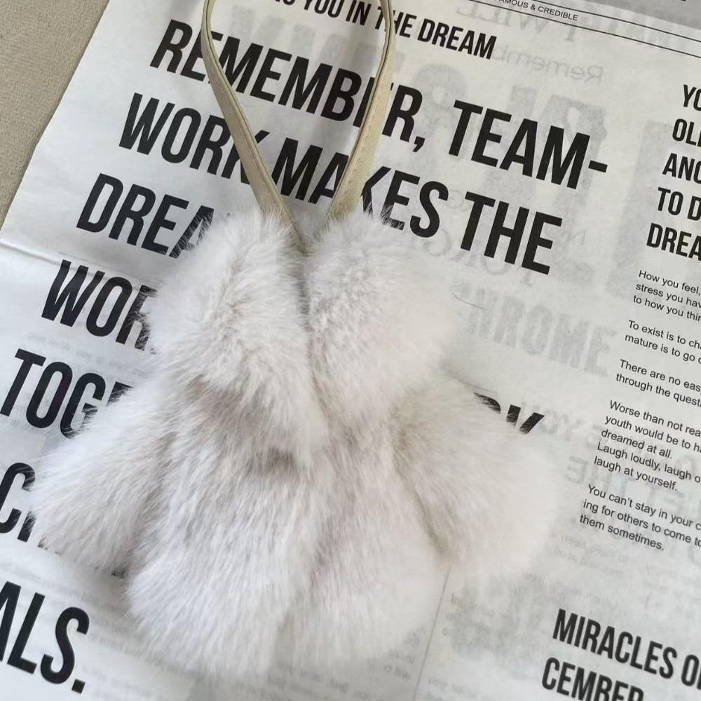 Unique Multipurpose Faux Rabbit Fur Keychain Clothing-Shaped Soft Fluffy Pendant Key Ring Cute Small Size Bag Charm Women