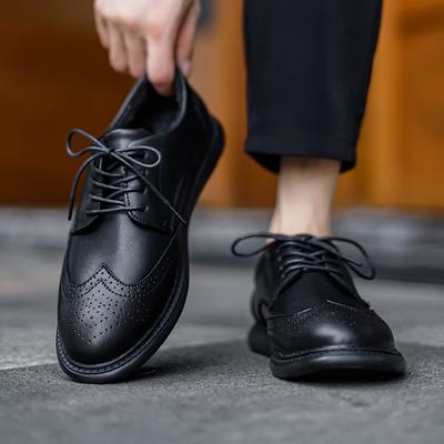 Herren Schnürschuhe Outdoor-Laufschuhe Freizeitspaziergang Oxford Schuhe Schlichte Brogue Flats Echtes Leder Herren Freizeitschuhwerk