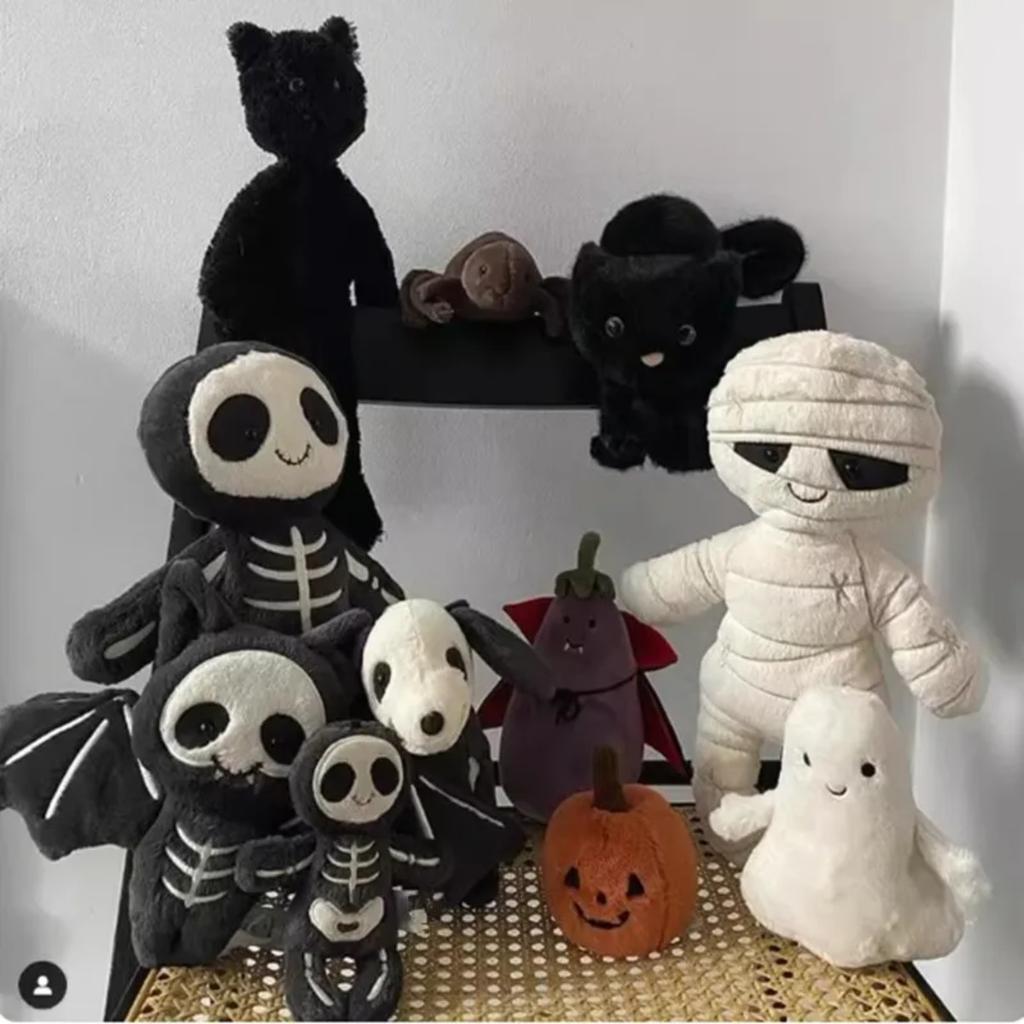 Kreativní kreslený lebka muž Halloweenský duch plyšová hračka měkká vycpaná bavlna zábavná dekorace dům narozeniny svátek dárek