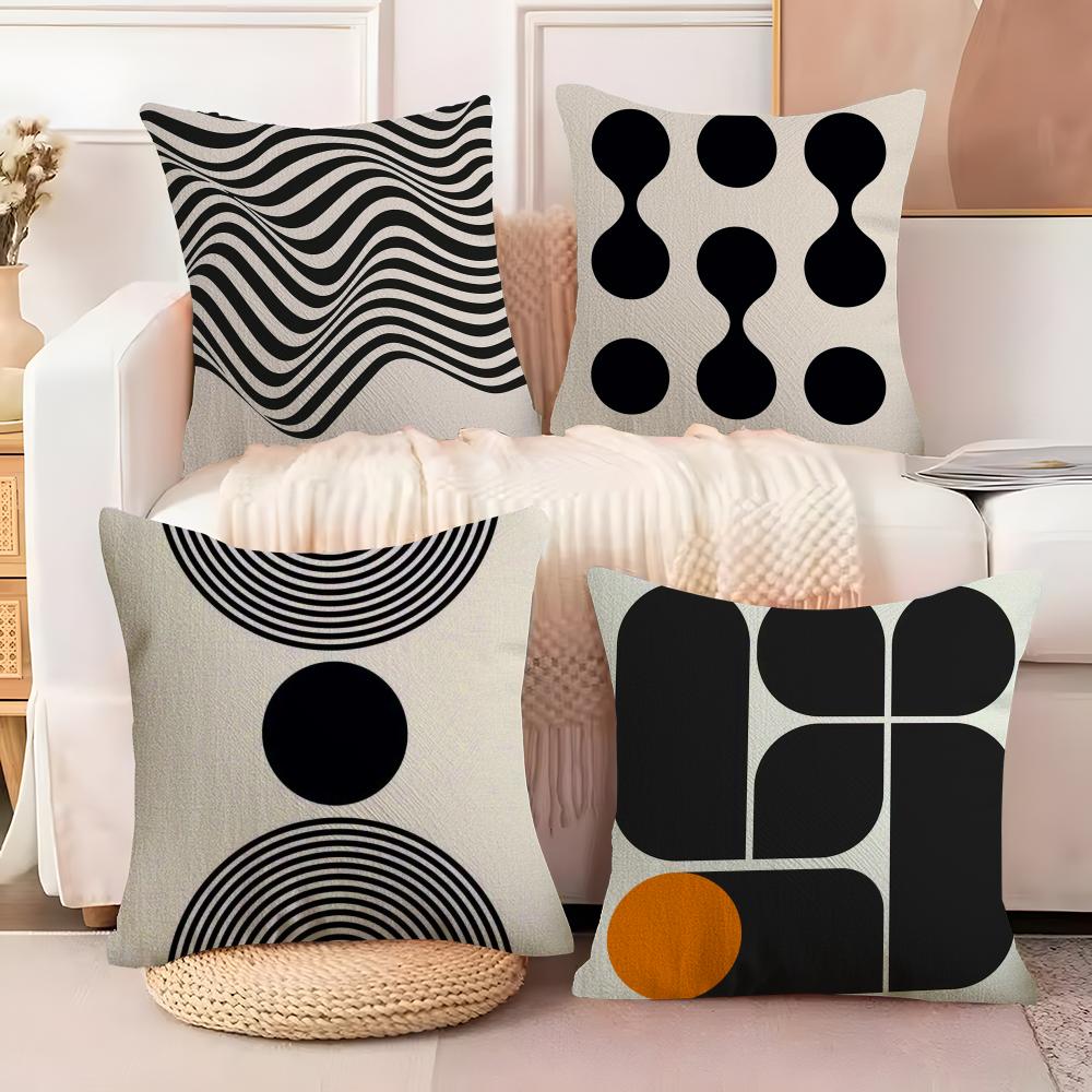 Reduced Geometry Cushion Cover Soft Plush Fabric Double-Sided Printed Sofa Cushion Cover for All Seasons Home Decor Gift
