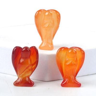 Natural Stone Angel Figurine Positive Healing Energy Hand-carved Colorful Faux Crystal Mini Angel Statue Home Office Desktop Decoration Ornament