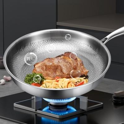 Uncoated Steak Frying Pan 26/28/30/32cm Kitchen Cookware Titanium Frying Pan Gas Induction Cooker