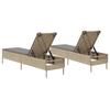 2 Piece Beige Sun Loungers with Cushions