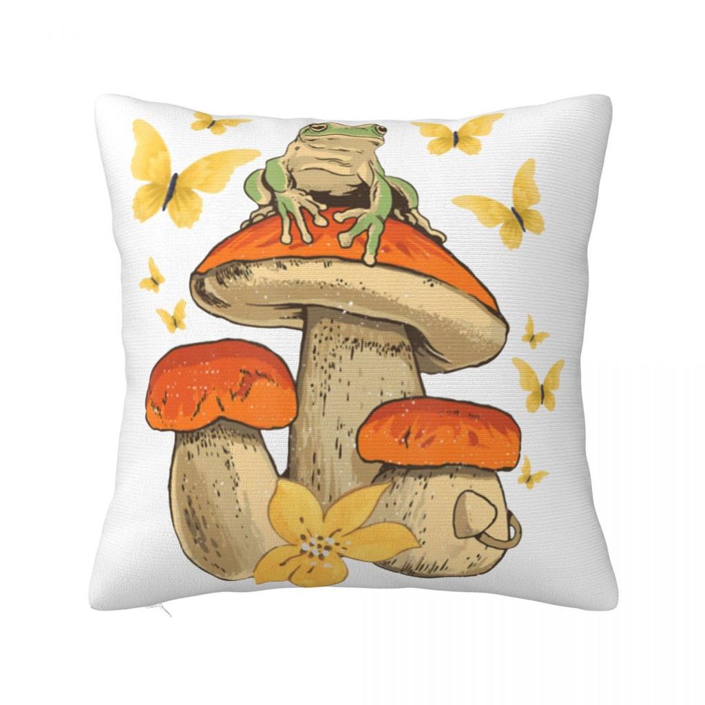 Cottagecore Aesthetic Frog Goblincore Grugne Fairycore Mushroom Pillow Covers Home Cushion Cover Cool Throw Pillow Case 4040