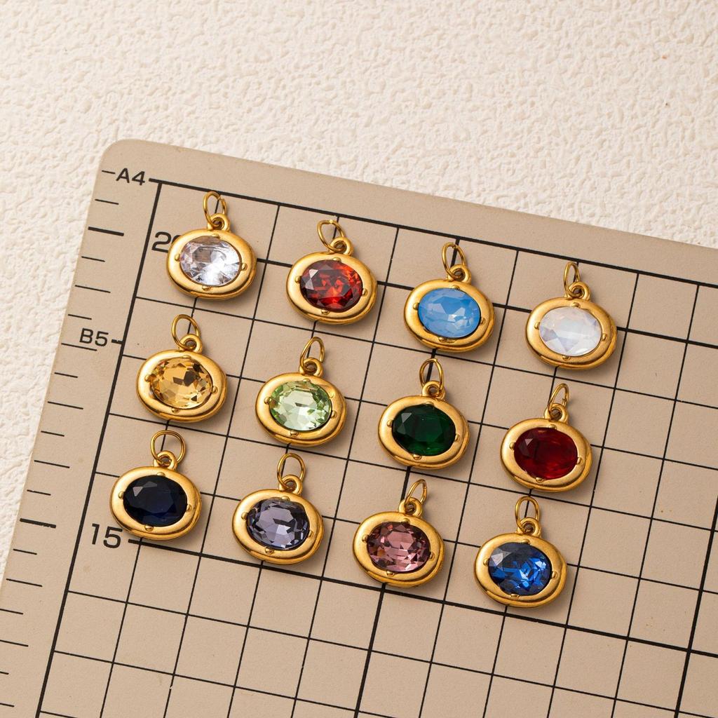 Yori 3Pcs Stainless Steel 18K Gold-plated Pendant Jewelry DIY Necklace Bracelet Making December Birthstone Pendant Accessories