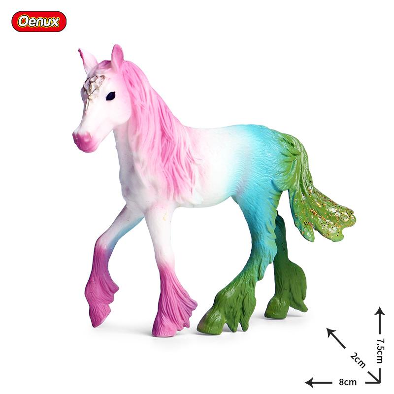Oenux Original Genuine Fairy Tale Fly Horse Simulation Animal Mythical Elves Elf Pegasus Action Figures Model PVC Cute Kids Toy