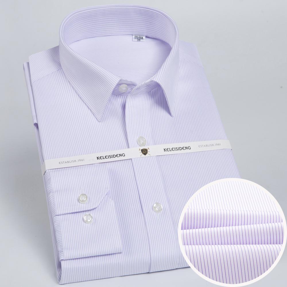 Men's Houndstooth Pattern Spread Collar Non-Iron Formal Shirts 100% Cotton - Long Sleeve Premium Quality Business Office Wear