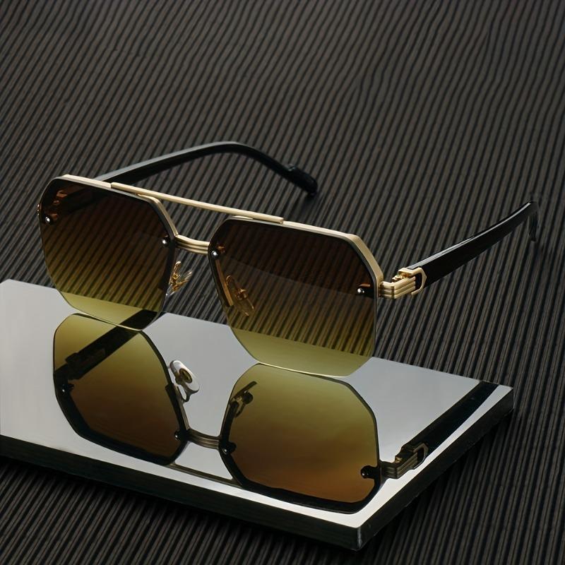 Unisex Retro Metal Frame Fashionable Glasses with Gradient Lenses