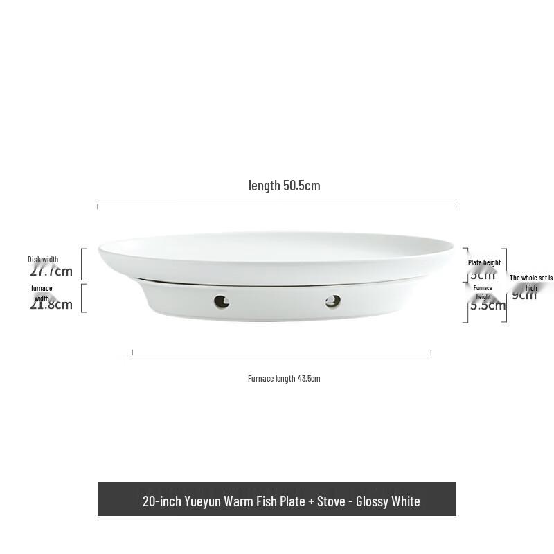 Nordic Ceramic Warming Fish Plate Set with Heating Stove