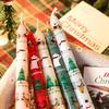Cute Christmas Cartoon Printed 25CM Long Candle Elegant Paraffin Wax Decoration for Hotel & Restaurant Atmosphere