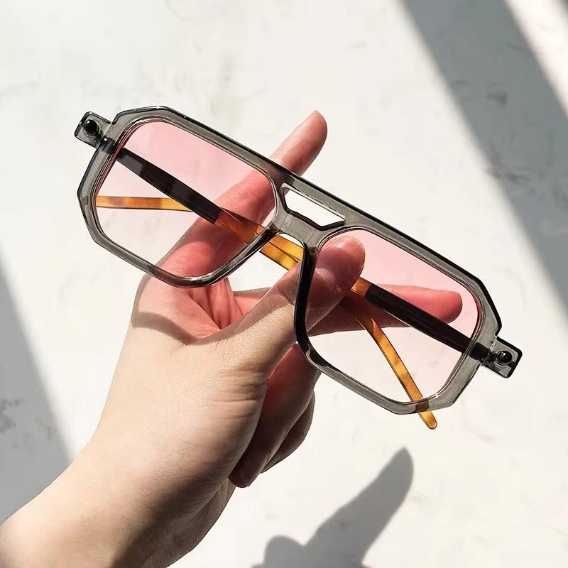 Vintage vierkante zonnebril voor herenmode 2025 Retro dubbele brug heren zonnebrillen brillen trendy merk design tinten