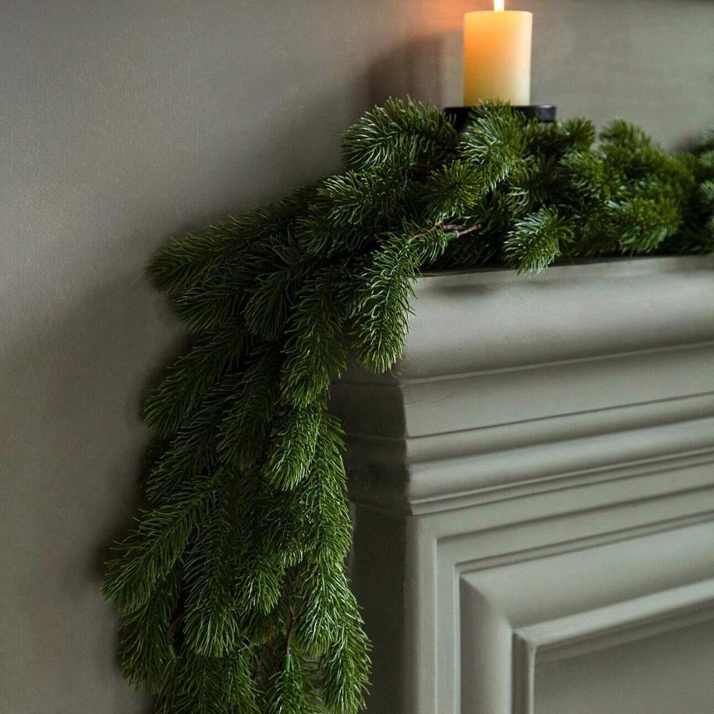 Christmas Pine Garland Real Touch Norfolk Pine Garland Pine Needle Home Door Decoration Unique Wreath Ornament Bendable Table