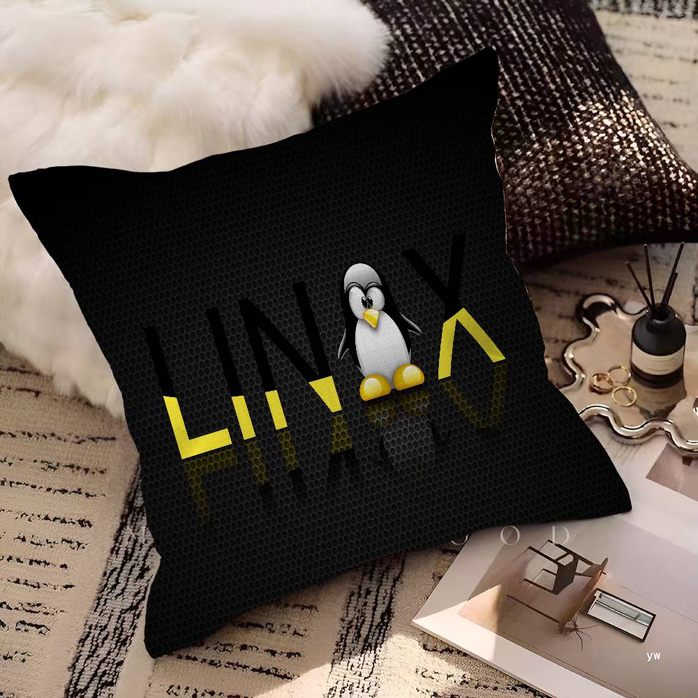 Linux Operating System Tux Penguin Pillow Cover For Bedroom Room And Living Room Sofa Decorative Cushion Cover