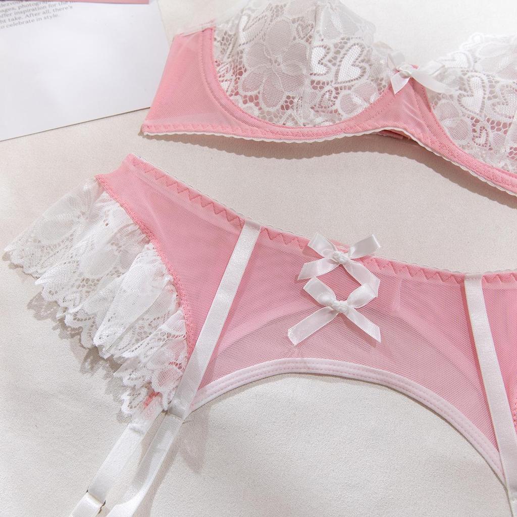 Sexy European & American Lace Mesh Nurse Costume Lingerie Set