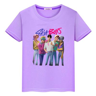 Saja Boys Print 100%Cotton T Shirt for Kids Boy 10year  Anime Short Kpop Demon Hunters  Kawaii Tees Cute Tops Y2k Girls Clothes