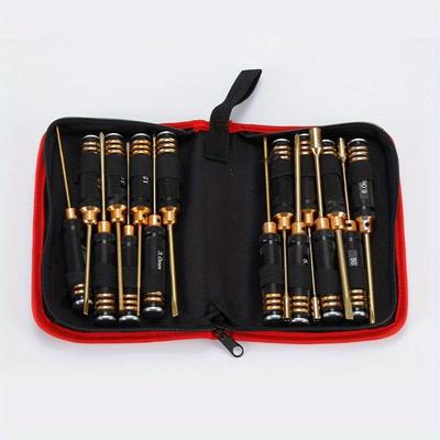 16 Piece Set of Aviation Model Tools Hexagonal Dual Color Aluminum Alloy Handle Internal Hexagonal Screwdriver- Shaped+shaped Socket