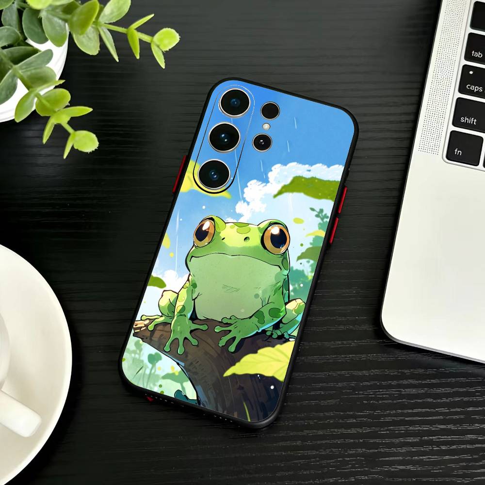 Cute Frog Cartoon Phone Case For Samsung S26,S25,S24,S23,S22,S21,S20,S30,Ultra,Plus,Fe,Note,5G Black Cover