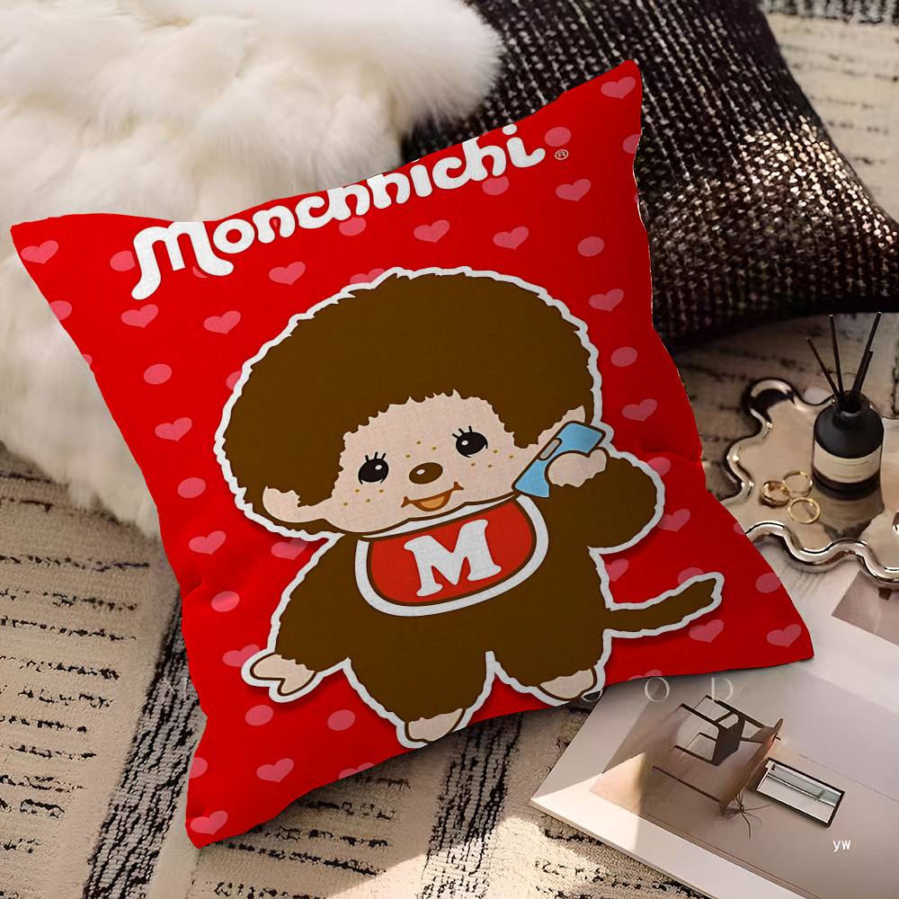 Cute M-monchhichis-s Cushion Cover Pillowcase Upholstery Sofa Throw Pillow Home Decor Pillowcas