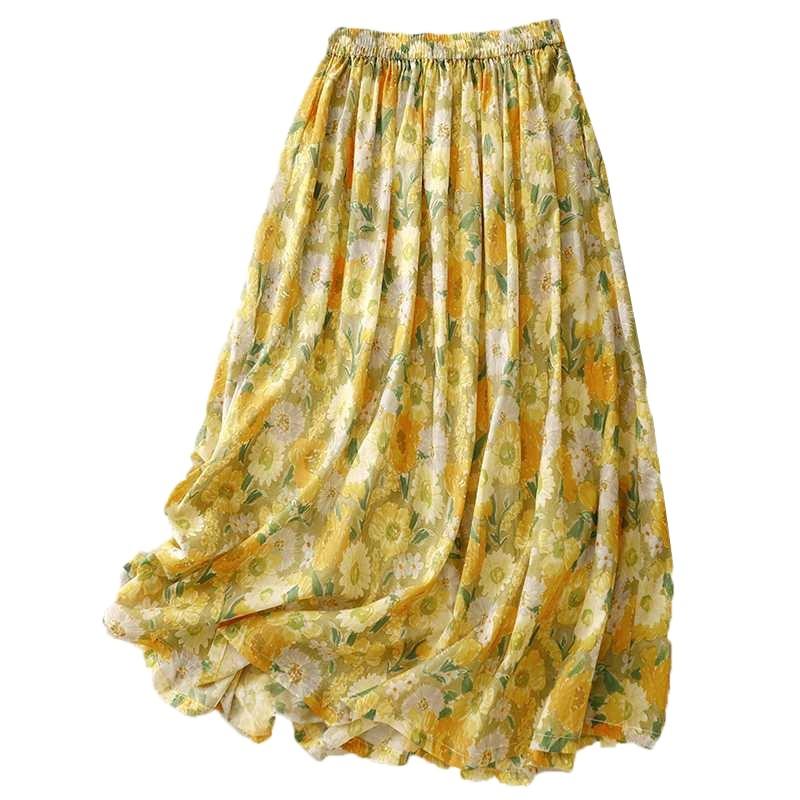 Women's Mid-length A-line Skirt with Tight Waistband.