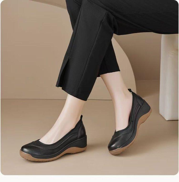 Popular soft-soled comfortable mother rocking women's shoes 2025 spring and summer new breathable casual shallow mouth single shoes lazy shoes