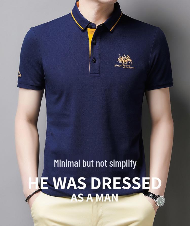 New Summer Solid Color Embroidered POLO T-Shirt for Men - Trendy Casual Short Sleeve