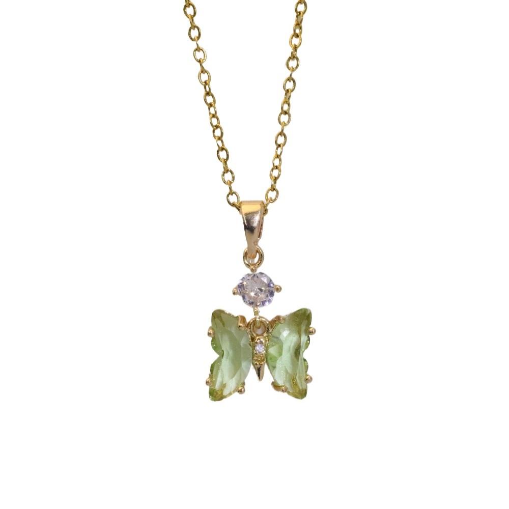 Fashion Zirconia Butterfly Pendant Necklaces for Women Sparkling Stainless Steel Necklace Jewelry Wedding Accessories