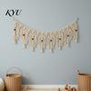 Small Window Treatment Boho Garland Wall Hanging with Wooden Beads, Hand Woven Cotton Tassel Banner, Handmade Tapestry Nordic Tapestry, Bohemian Decor