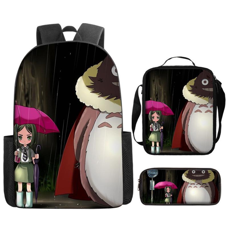 Hayao Miyazaki Chinchilla Schoolbag Cartoon Animation Backpack Children'S Backpack Satchel Pencil Case Digital Printing Computer Bag