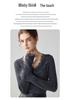 Suéter Feminino 100% Caxemira Pura com Gola V e Acabamento em Renda, Manga Longa, Malha de Corte Justo para Outono e Inverno