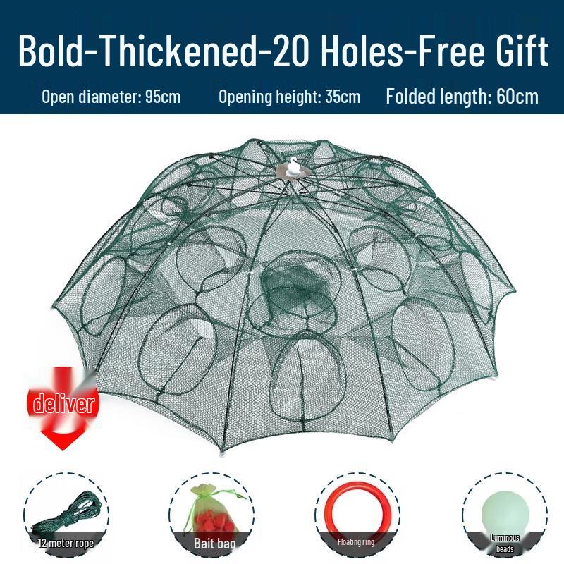 Foldable Thickened Fish and Shrimp Trap Net for Outdoor Fishing.