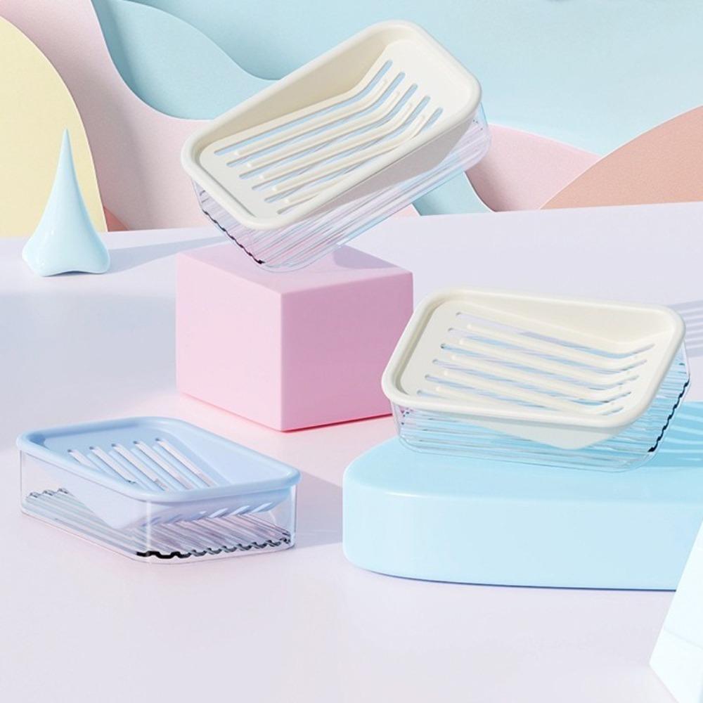 Convenient Double-Layer Soap Box Slanted Drainage Waterproof Soap Case Thickened Plastic Soap Dish Bathroom