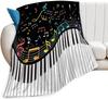 Music Theme Flannel Throw Blanket Piano Pattern Blanket King Queen Full Size for Bed Sofa Couch Music Lover Gift Super Soft Warm
