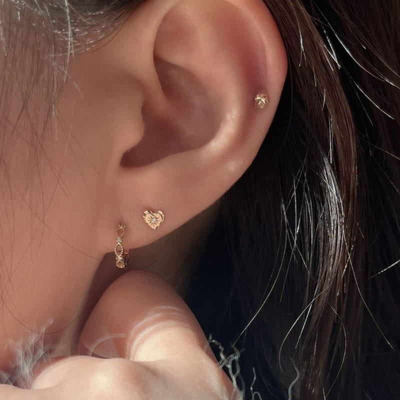 youngglow 14k vintage heart stone piercing (2type)