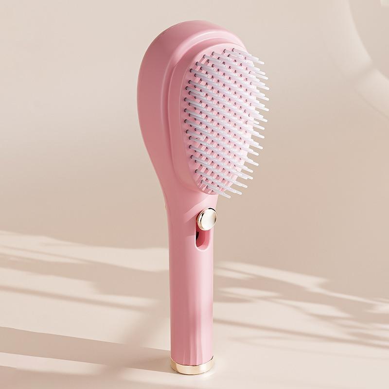 Female Retractable Anti-static Massage with One Click Cleaning Comb