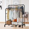 Garment Rack Freestanding Hanger Double Pole Multi-functional Bedroom Clothing Rack, Metal Clothing Garment Rack with Shelves, B