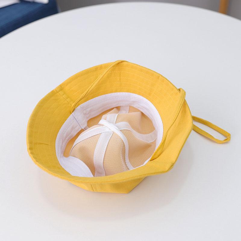 Cute Baby Bucket Hat With Sprout Spring Summer Children  Drawstring Fisherman Hat Solid Color Boys Girls Beach Panama Sun Cap
