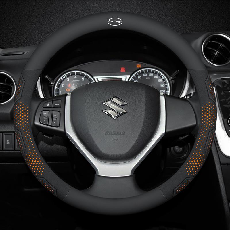 For Suzuki S-Cross Swift SX4 Vitara Jimny Grand-Vitara Baleno Car Suede Carbon Fiber Leather Steering Wheel Cover Accessories