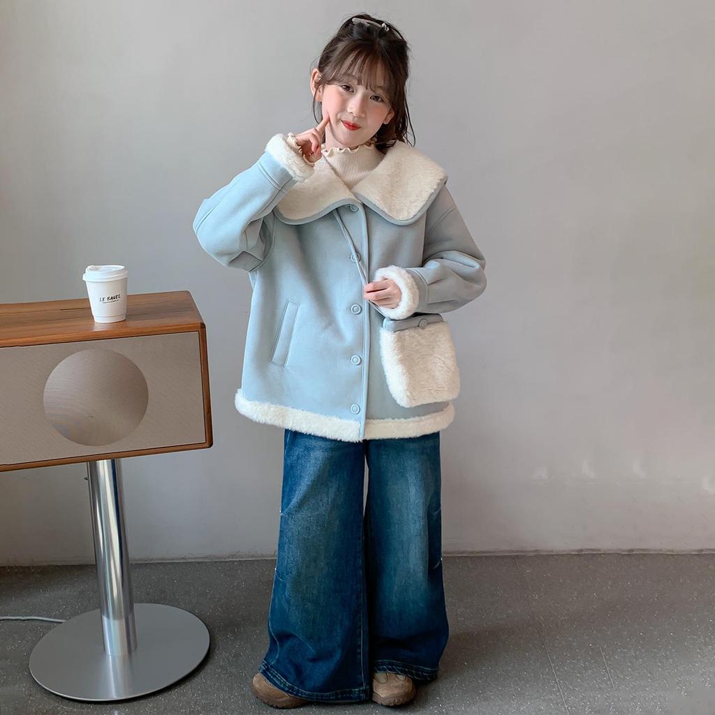 Girls' Lambswool Fleece Lined Coat - 2025 Autumn/Winter Collection